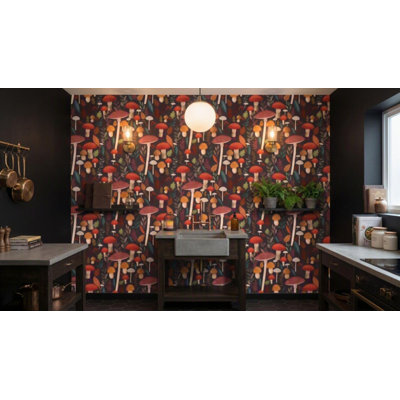 Mushroom Muse Pink Boswell Wallpaper