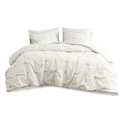3 Piece Cotton Comforter - King/ King Elastic Embroidery White Different Bedding Size Singular