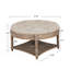 Grande table basse ronde avec repose-pieds, repose-pieds capitonné surdimensionné à 2 niveaux et table à thé
