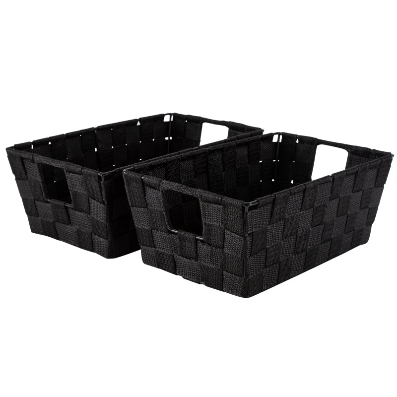 Ensemble de petits bacs de rangement en tissu Mahli, Noir