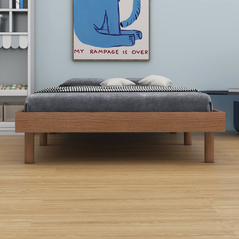 Base de lit plateforme flottante de conception moderne, Lit simple, Blanchies