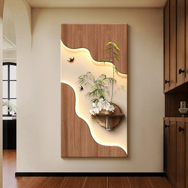 Art mural brun en grès, H 55,12 po x l 27,56 po