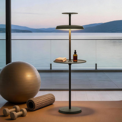 Demecio 125cm LED Tray Table Floor Lamp Set with USB and Outlet
