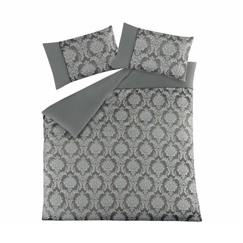 Friesen Damask Duvet Cover Set with Pillowcases, Single Duvet Cover + 1 Pillowcase