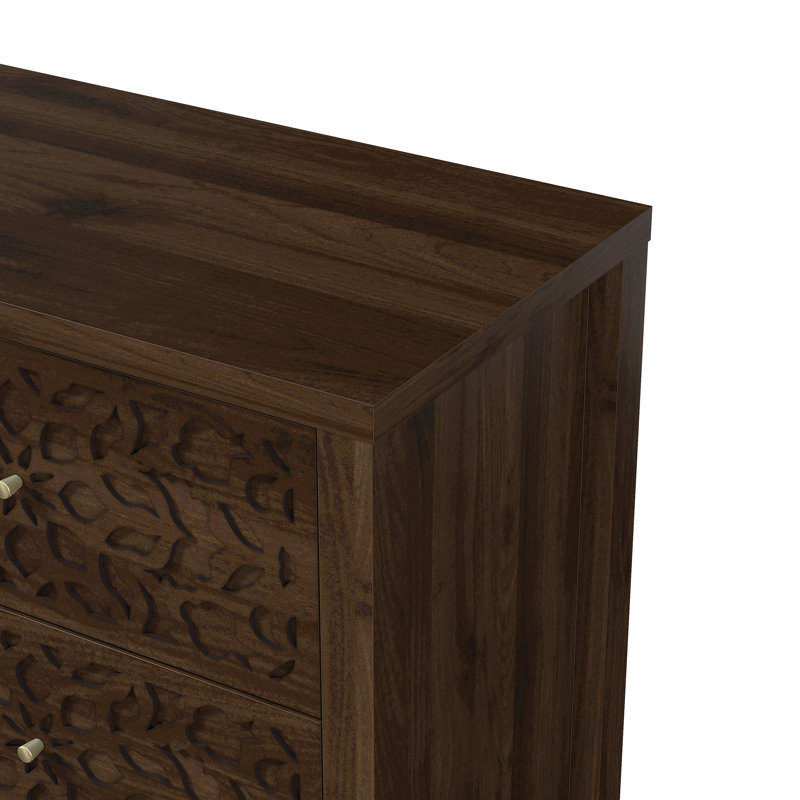 Lukasik 45.4'' W 6-Drawer Double Dresser, Royal Walnut