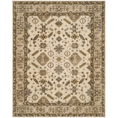 Colliers Hand Tufted Indian Wool New Zealand Wool Oriental Rug in Cream/Light Grey
