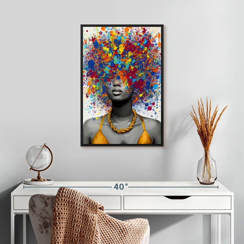 Afro Pop II, Cadre flottant noir, 17 po x 25 po