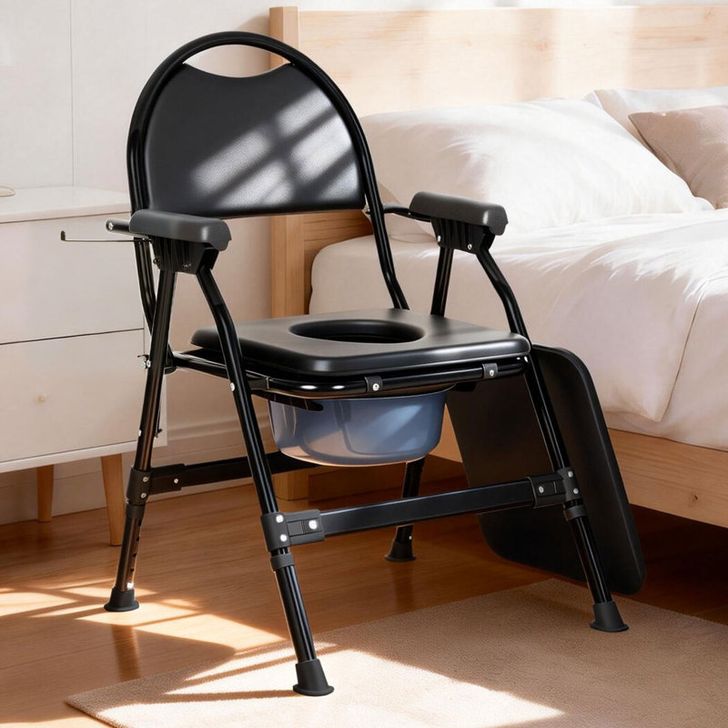  Commode Toliet Chair for Disabled Folding Adjustable Remmoveable Seat