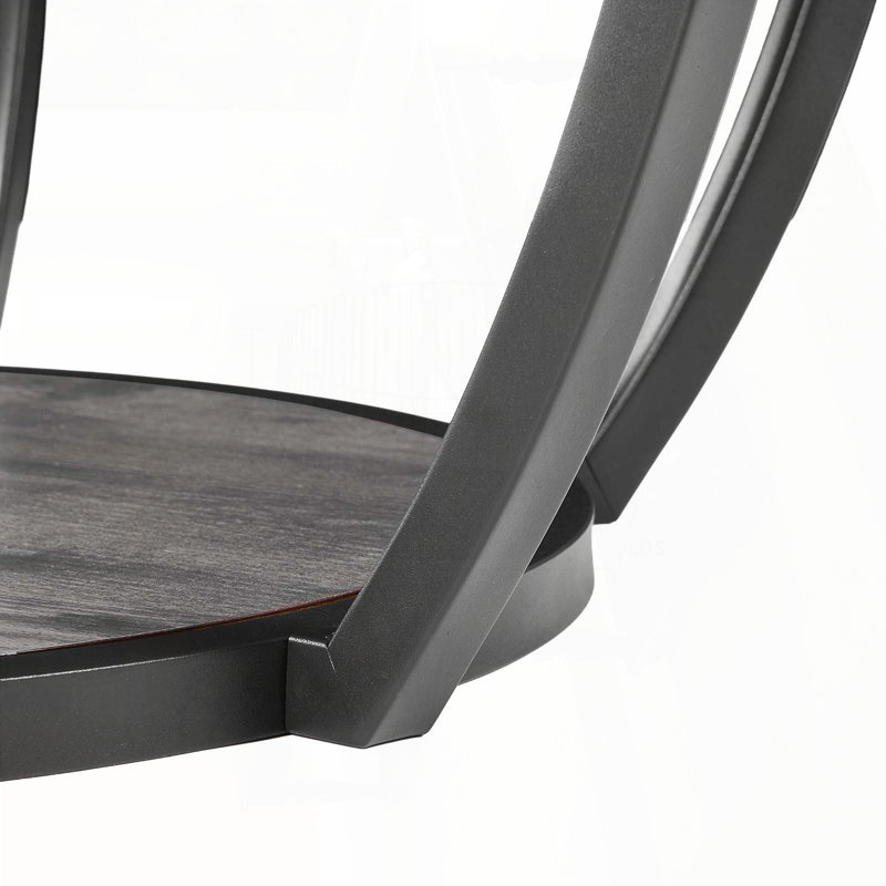 Table basse ronde à 2 niveaux avec cadre en métal incurvé - Gris, Gris