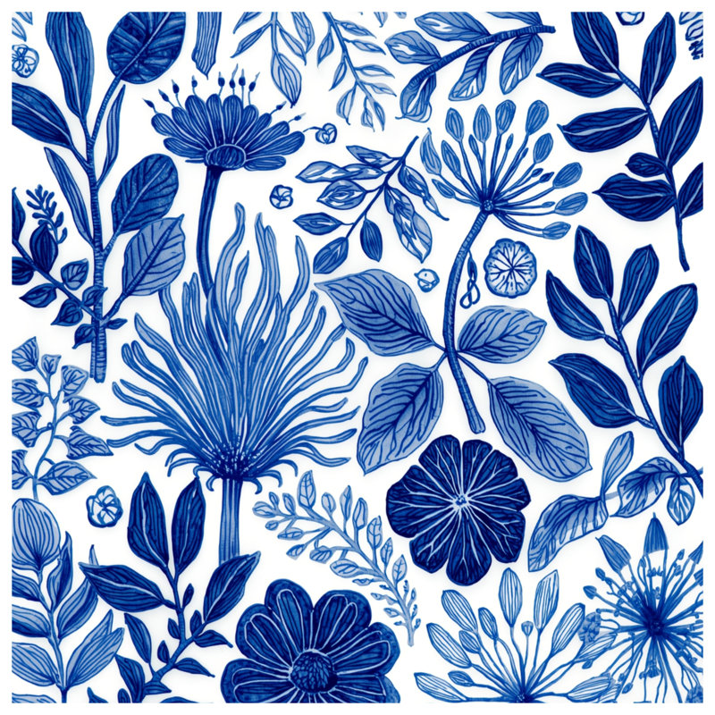 Rideaux de douche bleu Botanical Illustration, L 70 po x H 84 po