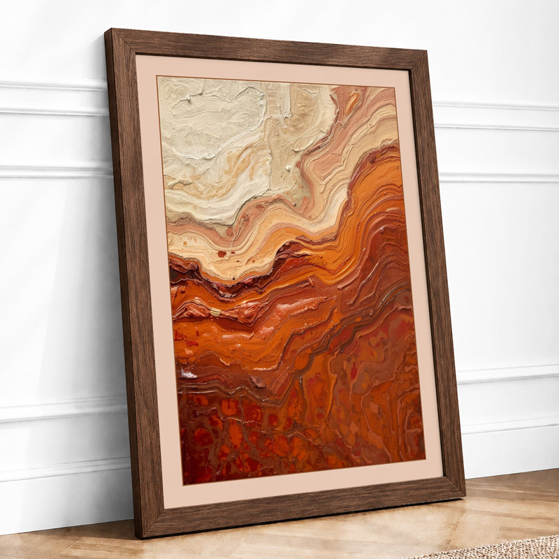 Mineral Flows Modern - Framed Print, A2 - 59.4 x 42.0 cm, Walnut