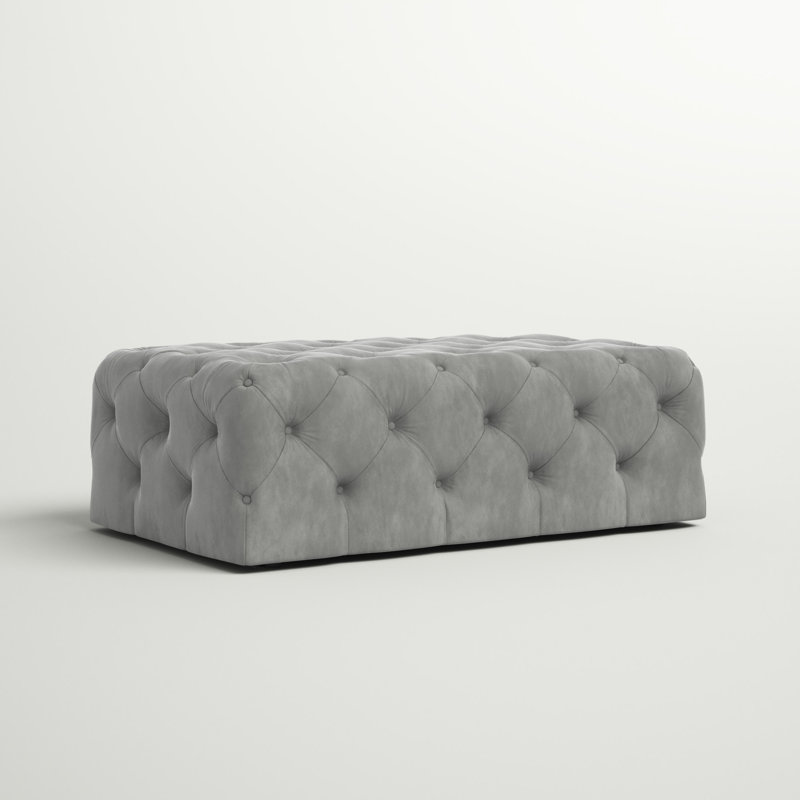 Huskins Upholstered Ottoman, Grey Velvet