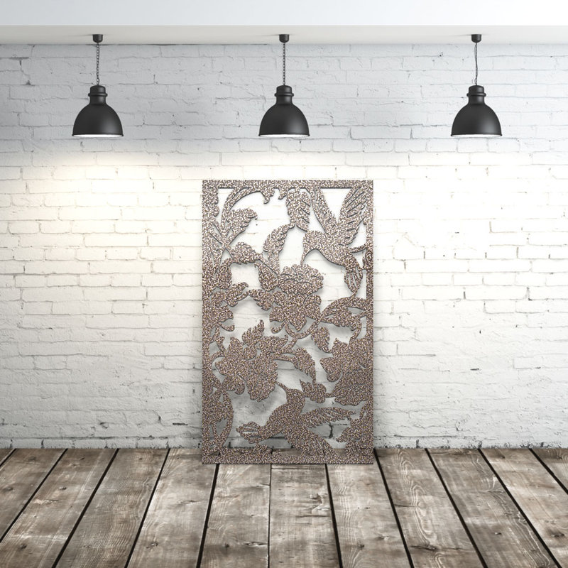 Humming Bird Aluminum Laser-Cut Privacy Screen Panel  – Powder-Coated Outdoor Metal Wall Art, Decorative Garden Fence Privacy Divider