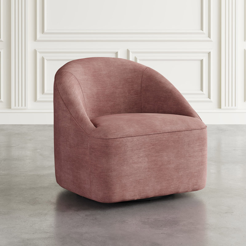 Casimira 30'' Wide Swivel Barrel Chair, Lilac Polyester
