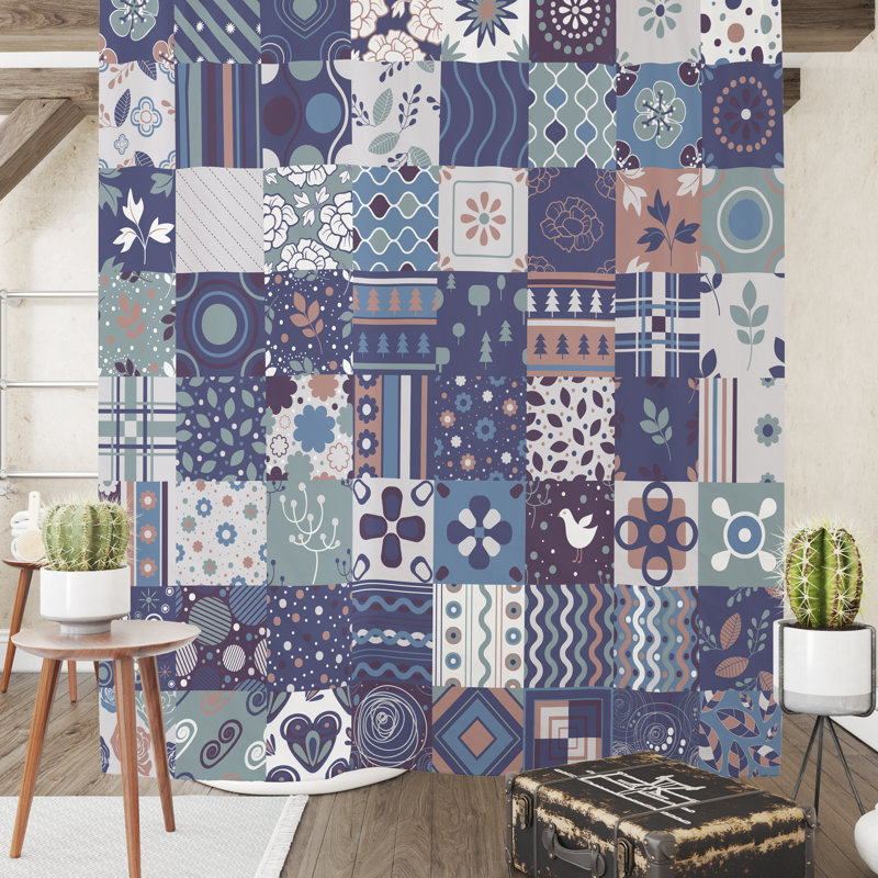 Patchwork Shower Curtain, 72" H x 70" W