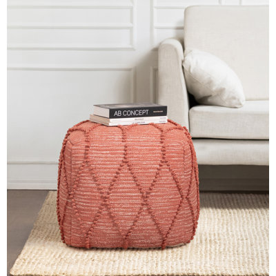 Pouf ottoman rectangulaire rouge Adelene 17'