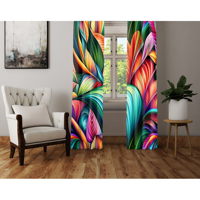 Paire de rideaux semi-transparents en polyester Diao, L 40 po x L 61 po