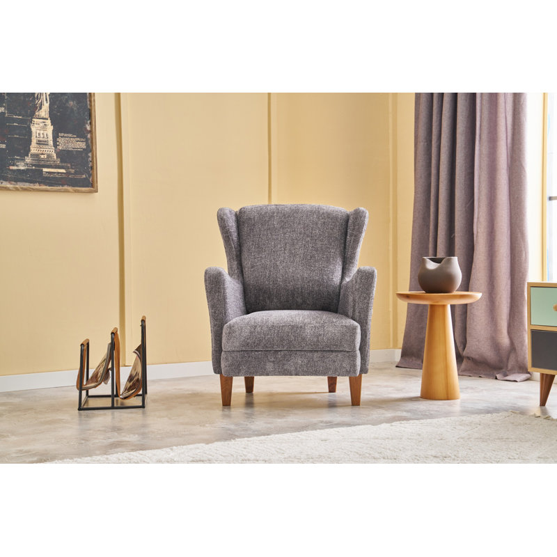 Fauteuil à oreilles, Mélange de polyester gris Nampreet