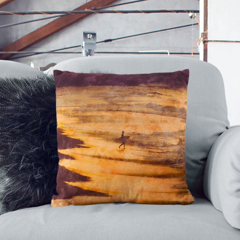 Heading into the Surf Cushion with Filling, White, 40cm H x 40cm W x 15cm D