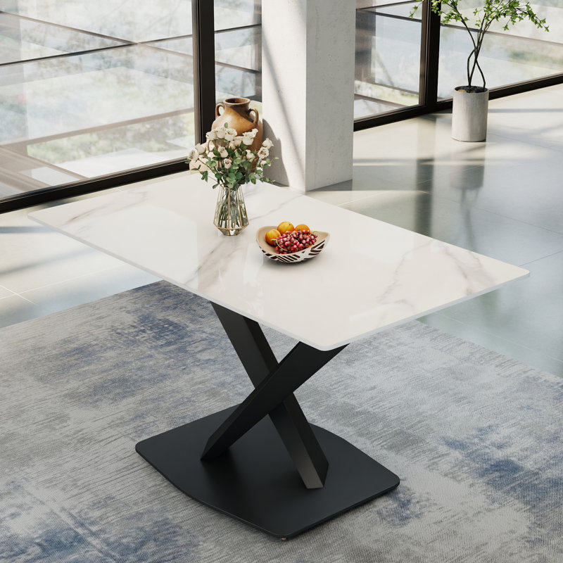 Table de salle à manger Juvan, Blanc neige