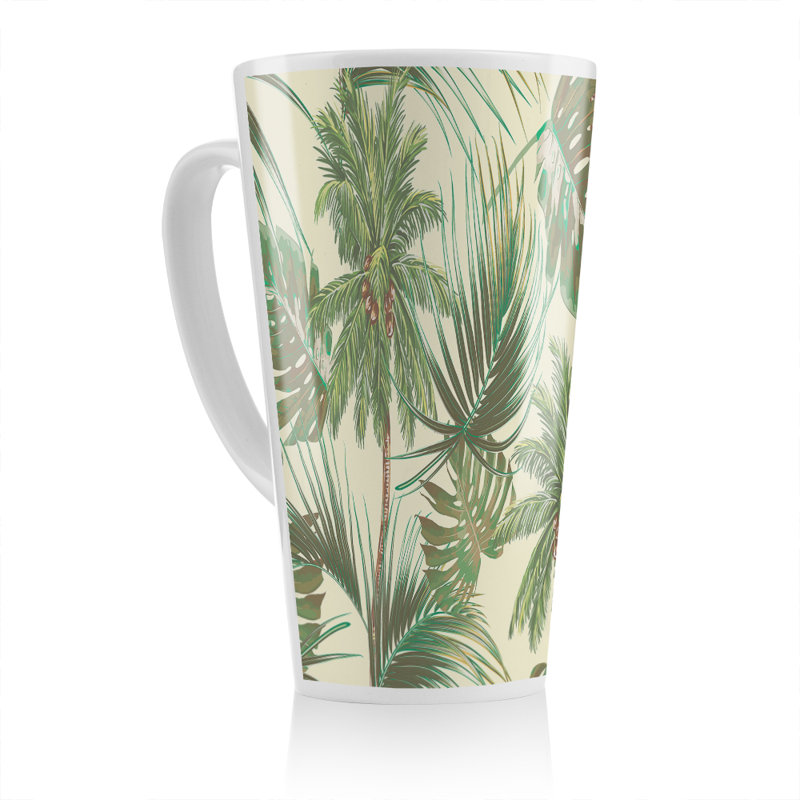 Tropical Leaves On Latte Mug