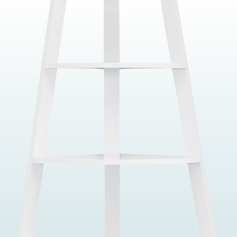 Adrin Four Open Shelves Corner Bookshelf in White Finish, 59.7" H X 34.1" W X 23.11" D