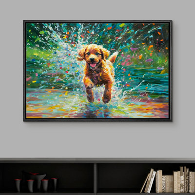 Cute Little Animals " Energetic Dog In Splashing Water Joyful Pet Portrait Lively Animal "