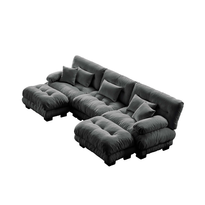 Canapé en chenille avec repose-pieds Cloud, Gris, H 35,4 po x l 133,8 po x P 59,6 po, 5