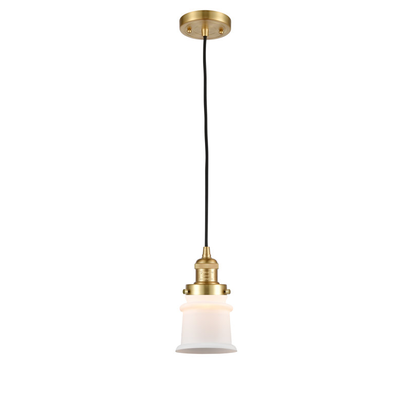 Luminaire suspendu en forme de cloche à 1 lumière Alexandira, Ampoule non incluse, Blanc mat, Or satiné