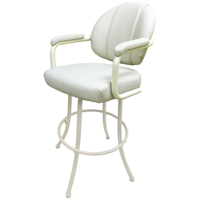 Comptoir pivotant, bar et très grand tabouret Ansara, Blanc, Beige, Tabouret de comptoir (siège d'une hauteur de 26 p