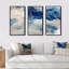 «Blue and Gold Marble Clouds III», reproduction de cadre flottant sur toile 3 pièces-2080983986-2080983982