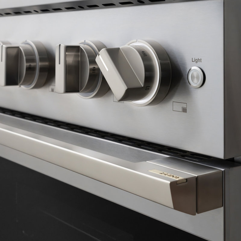 ZLINE 36 in. Marino Gas Range w/ 6 Gas Burners & Convection Oven in Satin Steel Stainless Steel, Dual Fuel