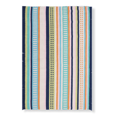 Chromatic Striped Area Rug in Blue/Orange/Pink