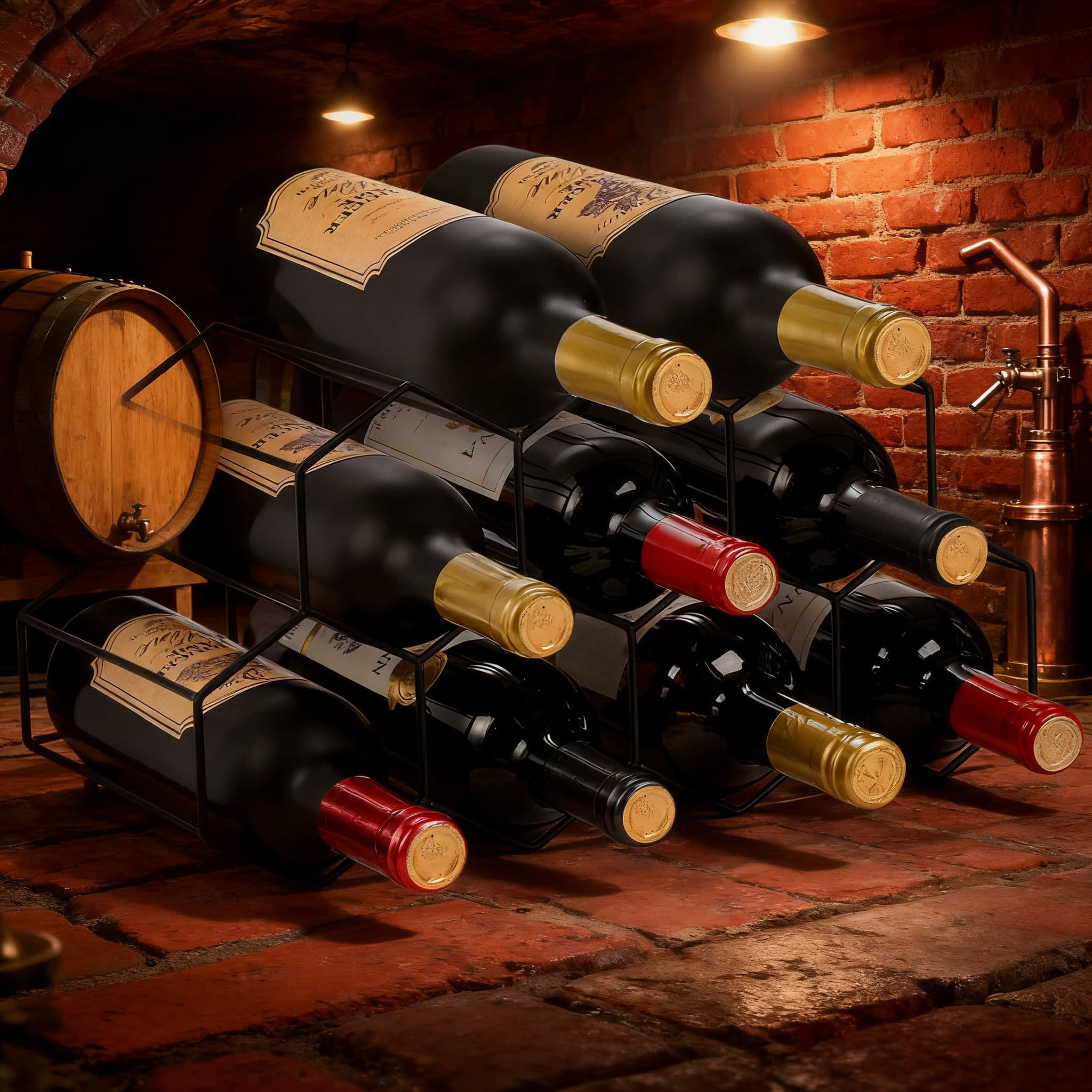 Prep & Savour Modern Metal Countertop Wine Rack, Geometric Honeycomb ...