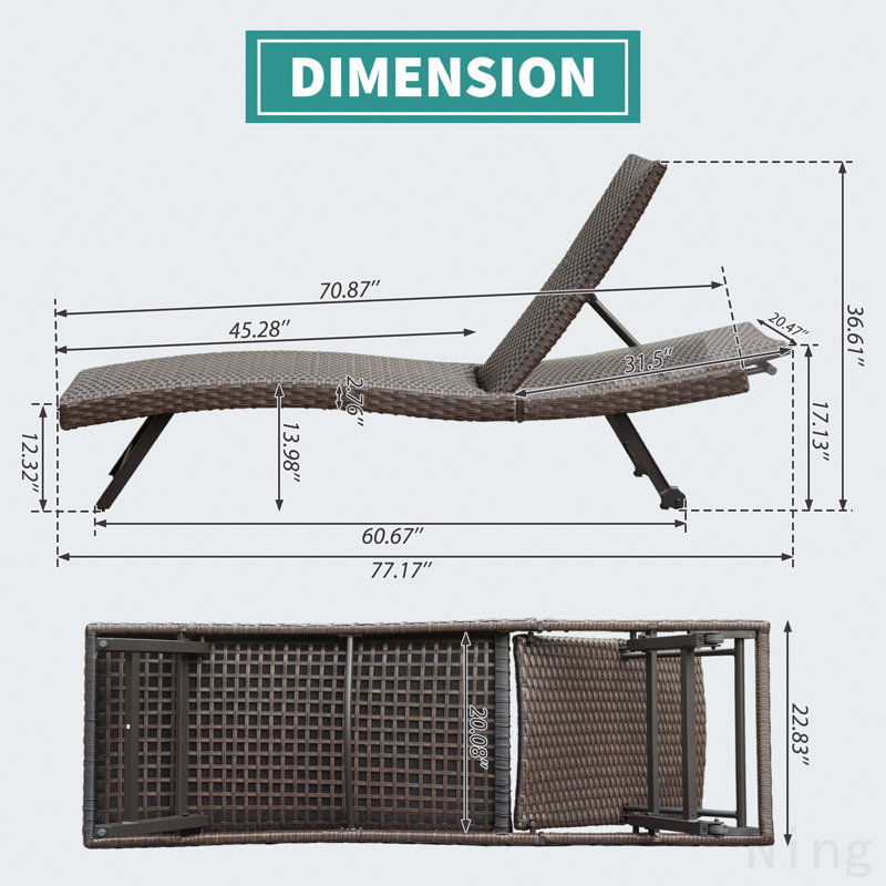 Chaise longue d'extérieur en osier 2 pièces