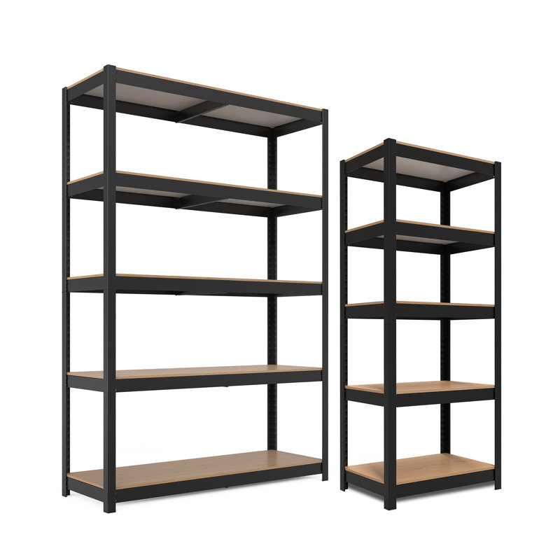  Storage Solution Combo: 24"W & 48"W Heavy Duty Shelf Multi Bundle - Black, 24"W & 48"W, Black