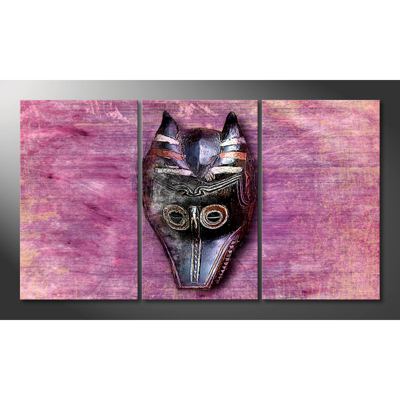 Afro Mask - Wrapped Canvas Print, 3 Piece Canvas Set, 100 cm H x 180 cm W