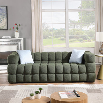84.3 length 35.83 depth Human - Structured Marshmallow Boucle Sofa 3 - Seater for USA