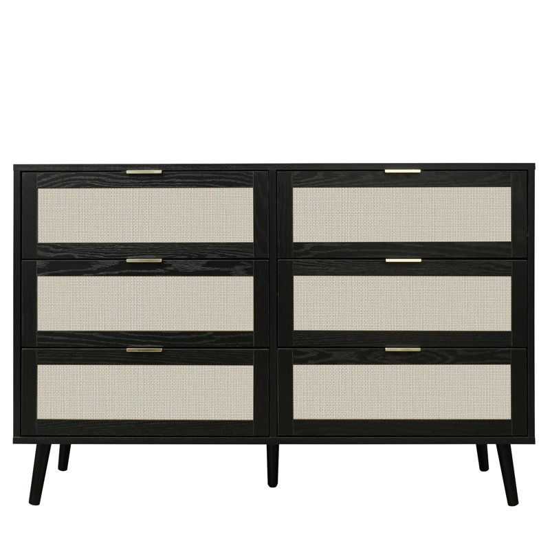 Commode 6 tiroirs Modern, Noir
