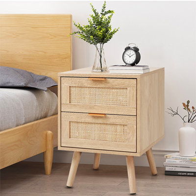 Ahamadou 40cm W Rattan Bedside Table