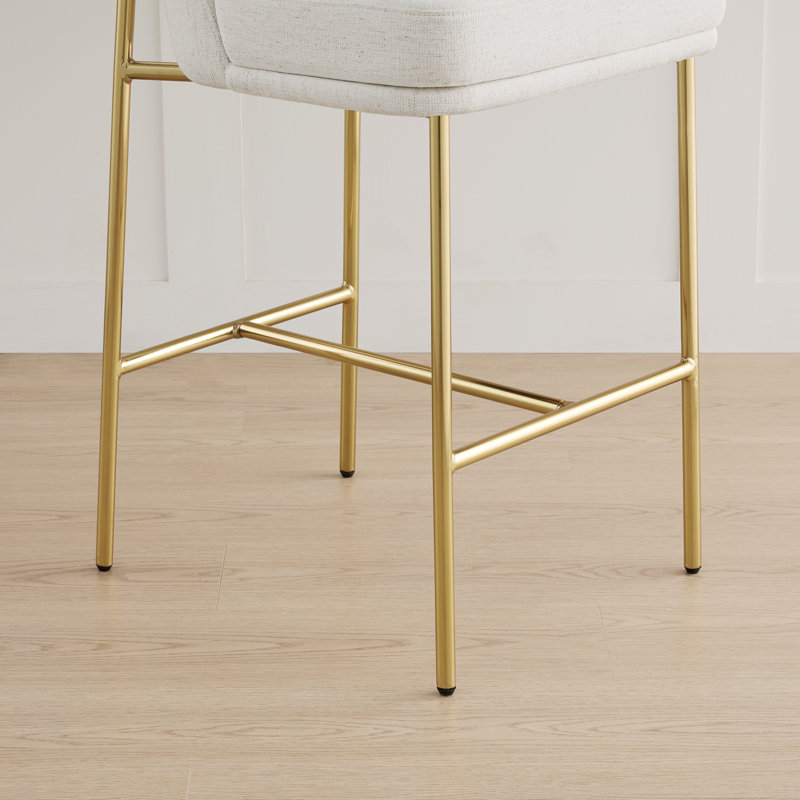 Tabouret de comptoir 27 po Angelick, Crème, crème, Doré