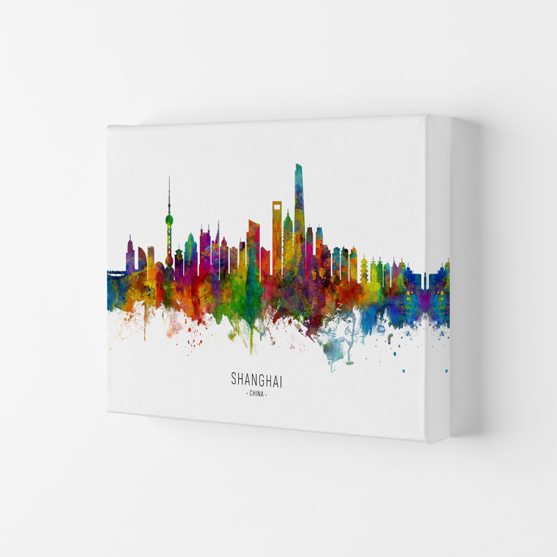 Shanghai China Skyline by Michael Tompsett - Print, Wrapped Canvas, 42cm H x 59.4cm W x 4cm D
