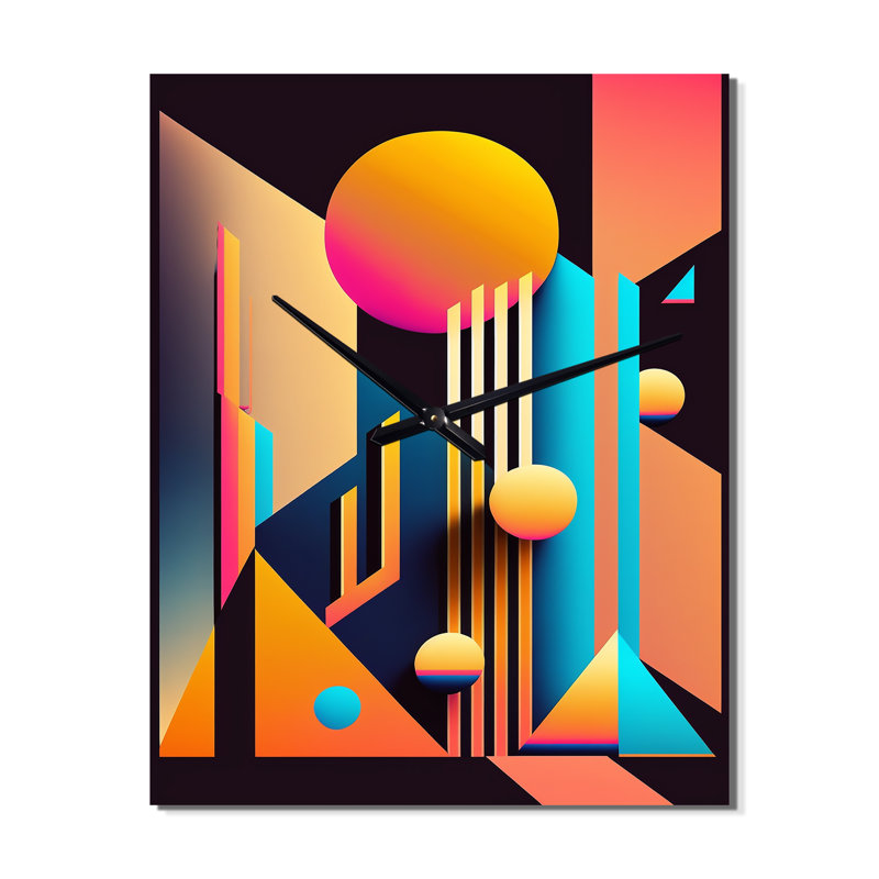 Graphic Retro Compositions III - Horloge murale géométrique moderne surdimensionnée, Petit