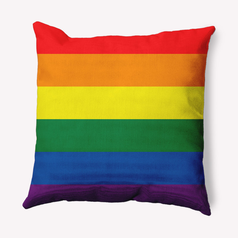 Coussin décoratif avec drapeau, Arc-en-ciel, H 18 po x l 18 po