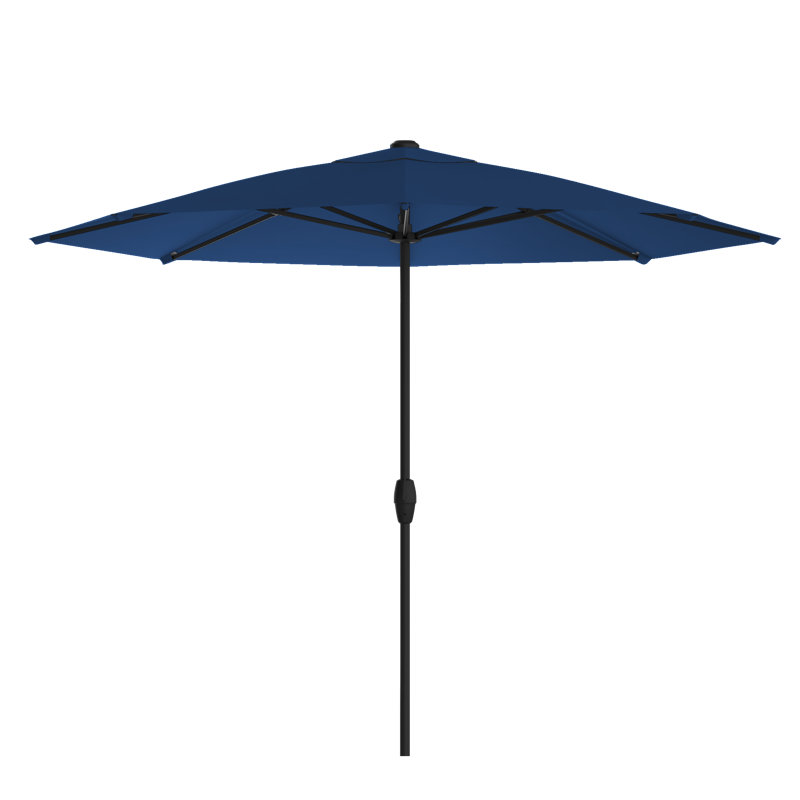 Parasol de marché 9 pieds ci-dessus OneClick 2 avec technologie de remplacement des côtes bleu marine, Étain