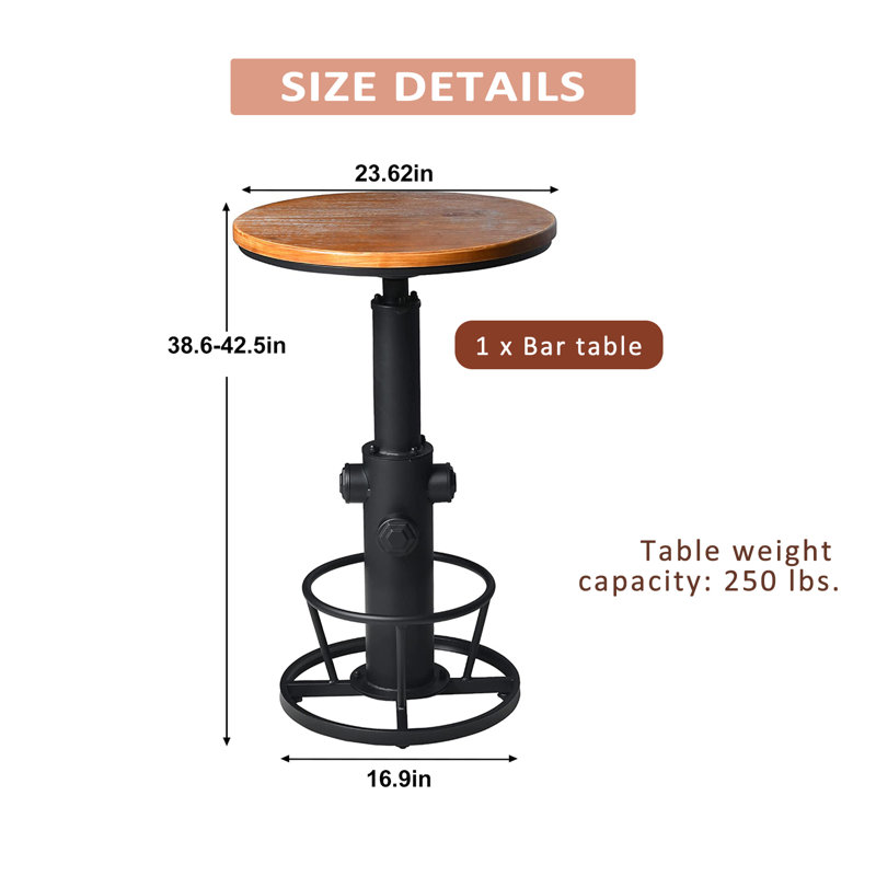Javin Pine Solid Wood Top Four Leg Dining Set, 3