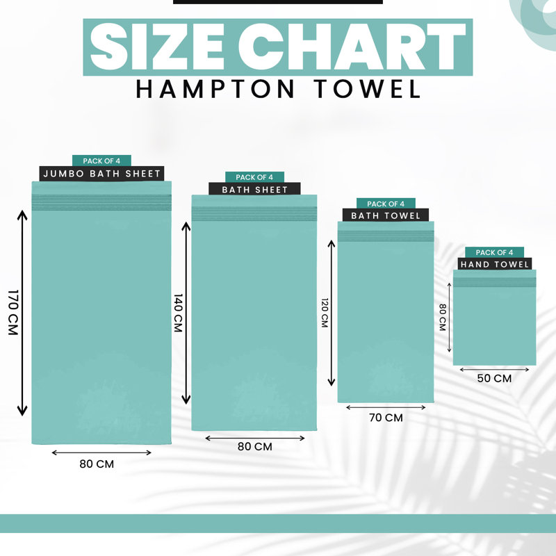 Midweight Bath Towel, Aqua, Bath Sheet - 4 Pack