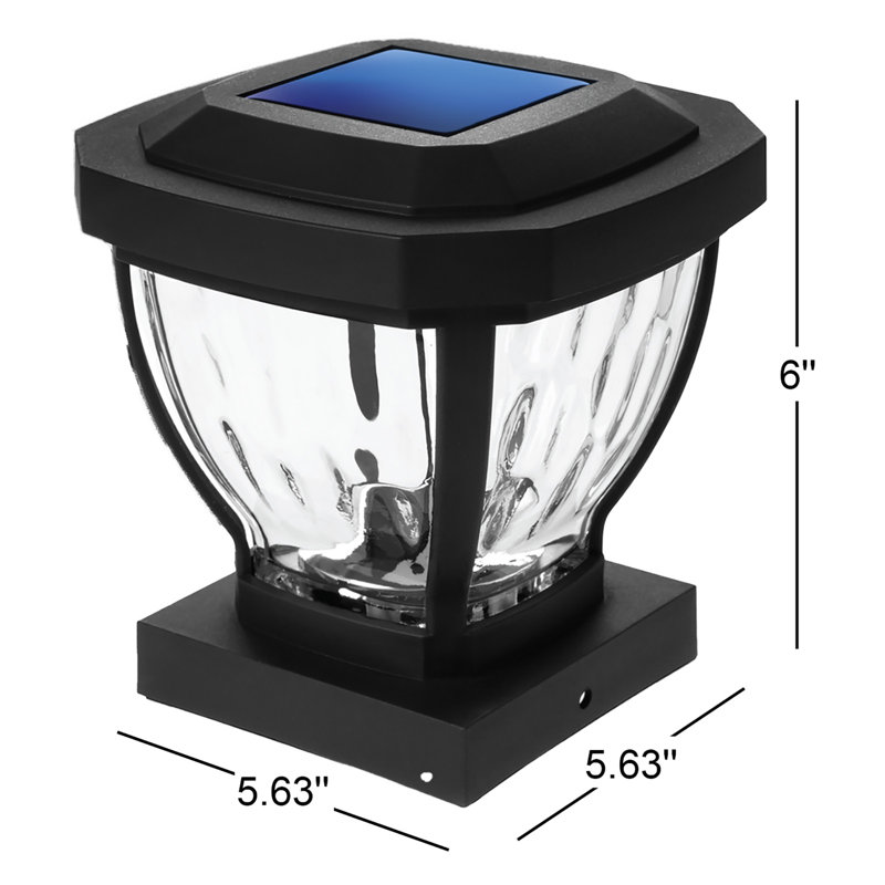 2-pack Led Solar Post Cap Light With Glass Shade, Brown