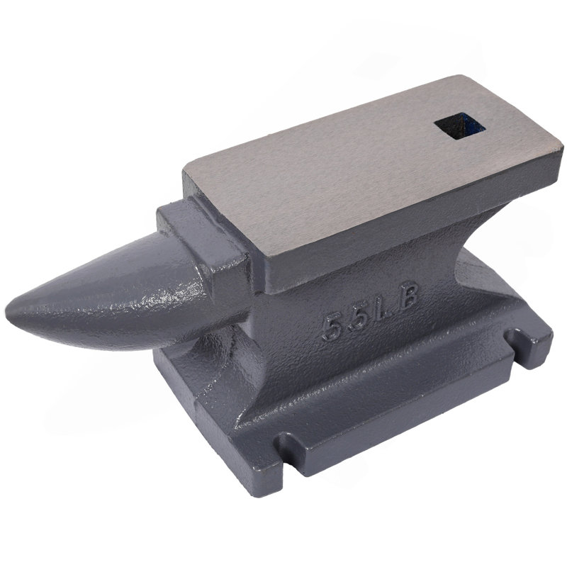 Enclume en fonte de 55 lb (25 kg), avec pavillon carré et base stable, pour plier, façonner et tordre, gris
