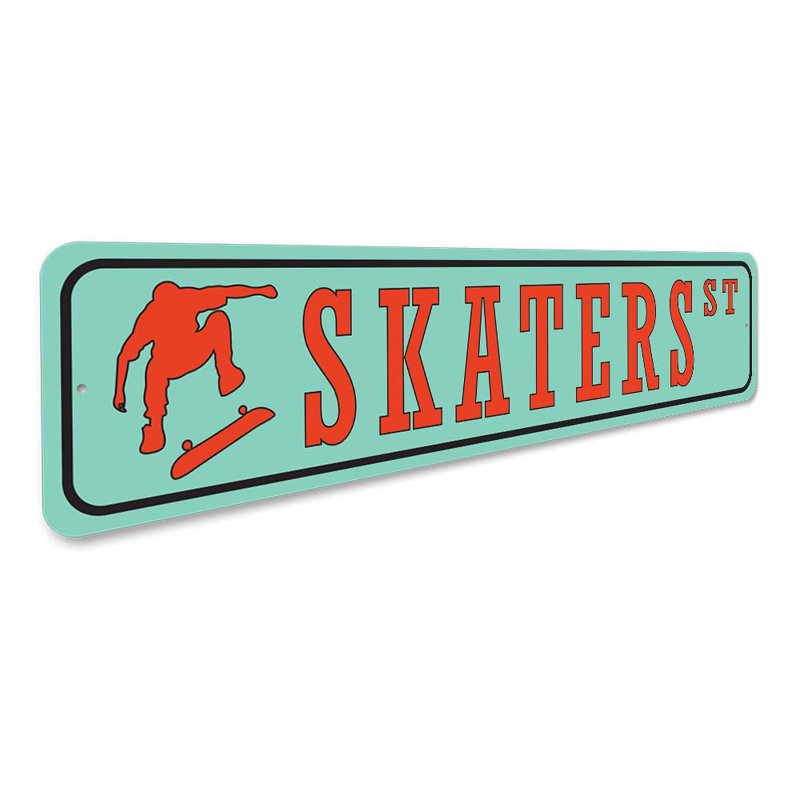 Plaque en aluminium Skaters Street, H 4 po x l 18 po x P 0,04 po